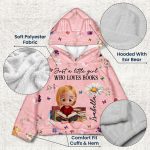 A Little Girl Who Loves Books - Personalized Kid Fleece Hooded Sweatshirt With Ears - Image 5
