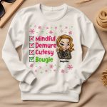 Christmas Sweatshirt Mindful Demure Cutesy Bougie - Personalized Sweatshirt - Image 2