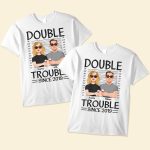 Couples Double Trouble Since - Personalized Matching Couple Shirts - Image 3