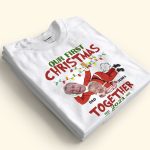 Our First Christmas Together - Personalized Photo Matching Shirt And Baby Onesie - Image 5