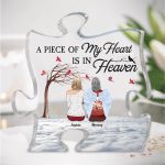 A Piece Of My Heart Is In Heaven - Personalized Puzzle Acrylic Plaque - Memorial Gift For Family, Remembrance, Grief Gift, Sympathy Gift - Image 2