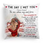 The Day I Met You Romantic Couples Valentines - Personalized Pillow (Insert Included) - Image 4